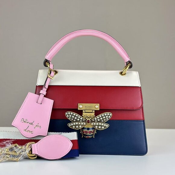 Gucci Tri-Color Leather Queen Bees Shoulder Bag - Picture 1 of 8